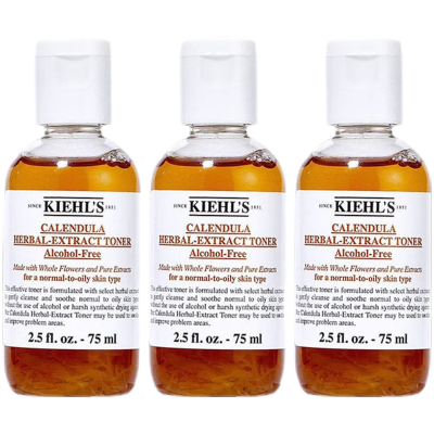 科颜氏(Kiehl's)金盏花植萃爽肤水中样75ml*3瓶 祛痘控油舒缓修红保湿维稳