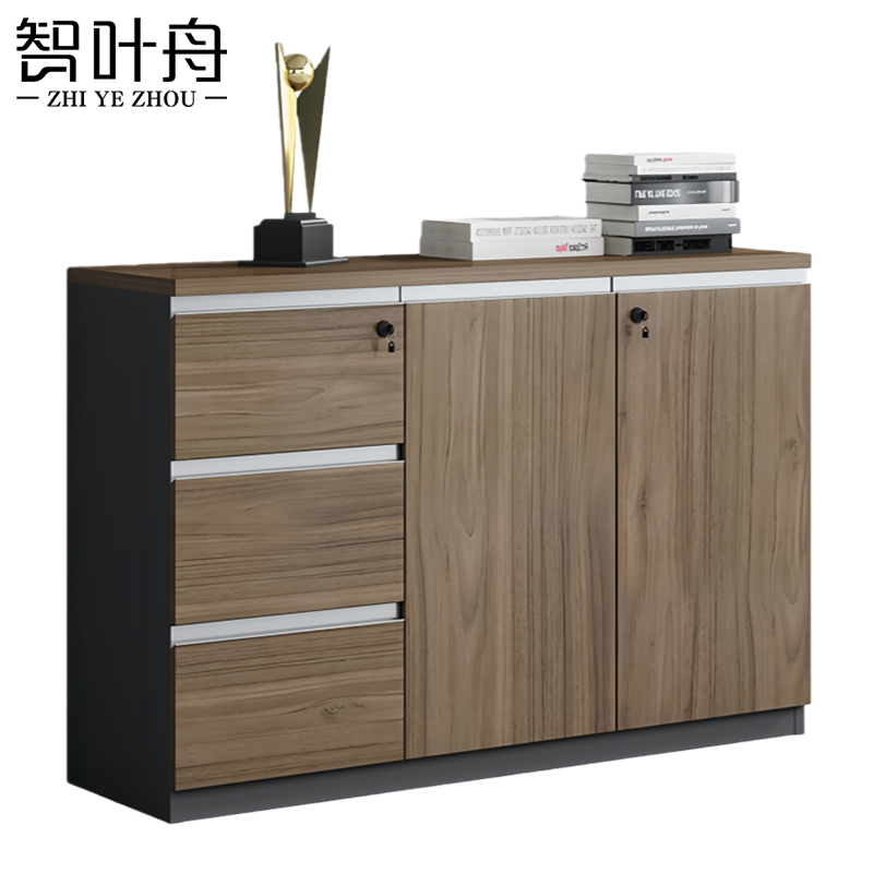 智叶舟矮柜办公柜二门三抽120*40*80cm台