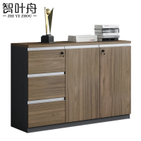 智叶舟矮柜办公柜二门三抽120*40*80cm台