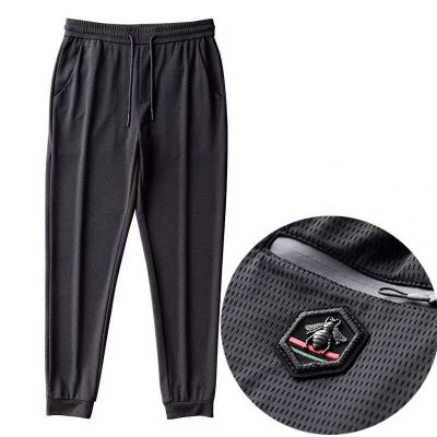 空调裤男士休闲裤夏季薄款网眼速干裤男运动大码宽松束脚裤男梨桦嫣