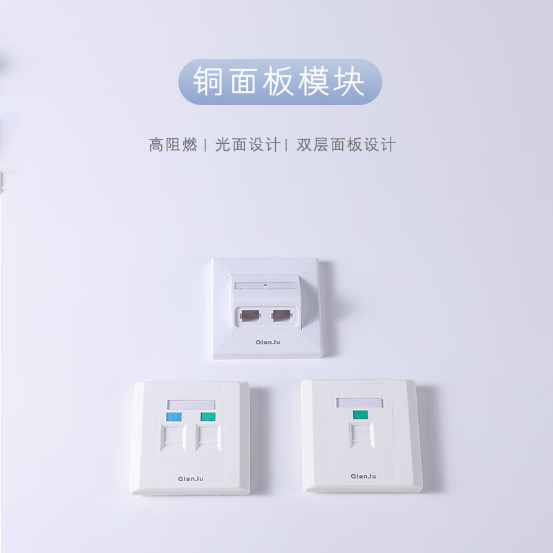 仟炬单口平面面板 QJMB-TBPK1-WH86型单口光面平面面板,Keystone,白色