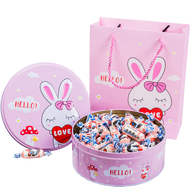 上海特产【大白兔奶糖500克送粉色可爱兔礼盒】创意礼盒送闺蜜 生日