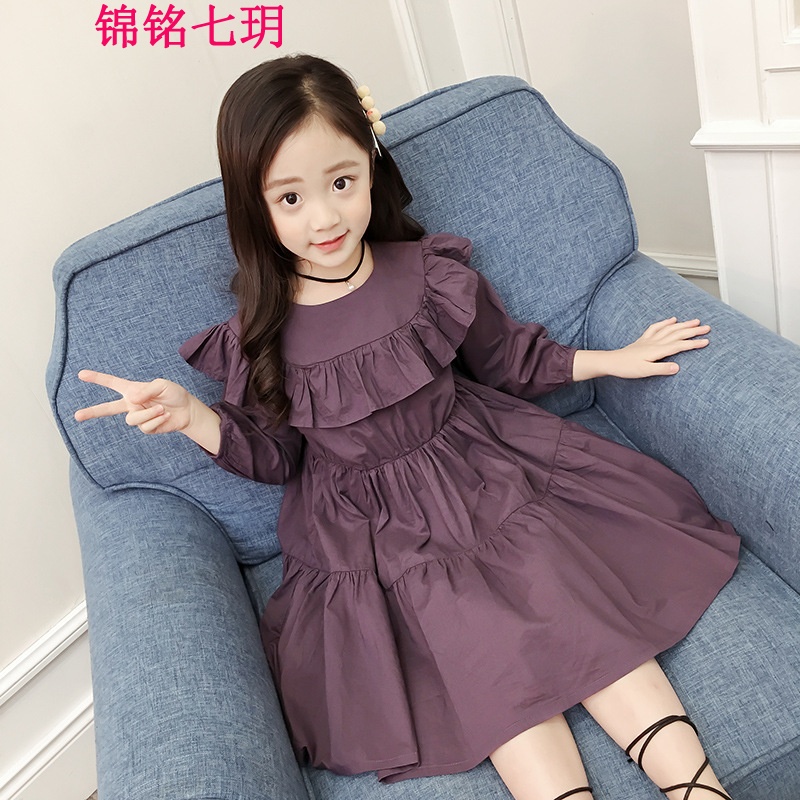 锦铭七玥女童连衣裙2018春装新款韩版儿童宝宝春秋色棉布裙子公主裙潮
