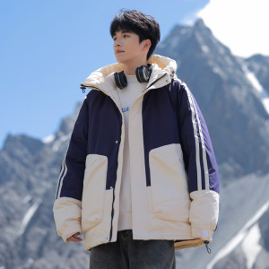 冬季新款90%白鸭绒羽绒服情侣款潮加厚学生连帽男士保暖宽松外套