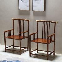 绵冠新中式实木主人靠背椅仿古月牙靠背椅子茶桌花梨木色酒店民宿围椅 2张起拍