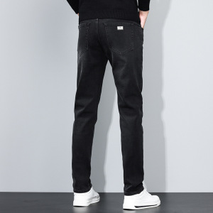 秋冬厚款黑色牛仔裤男潮流时尚轻奢高品质修身大码男士小直筒长裤