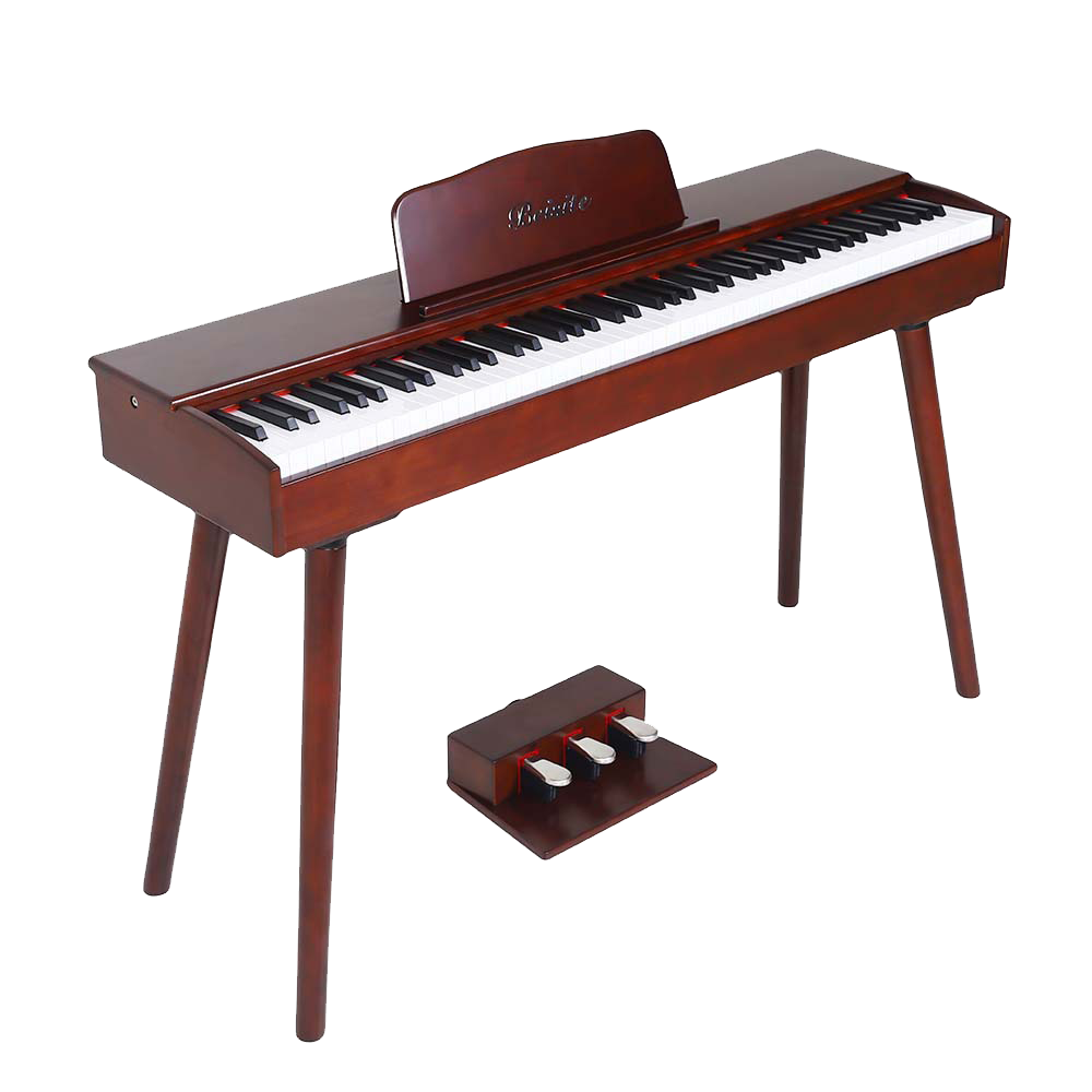 桃木色便携式电钢琴实木88键钢琴家用初学双人专业电子钢琴智能数码电