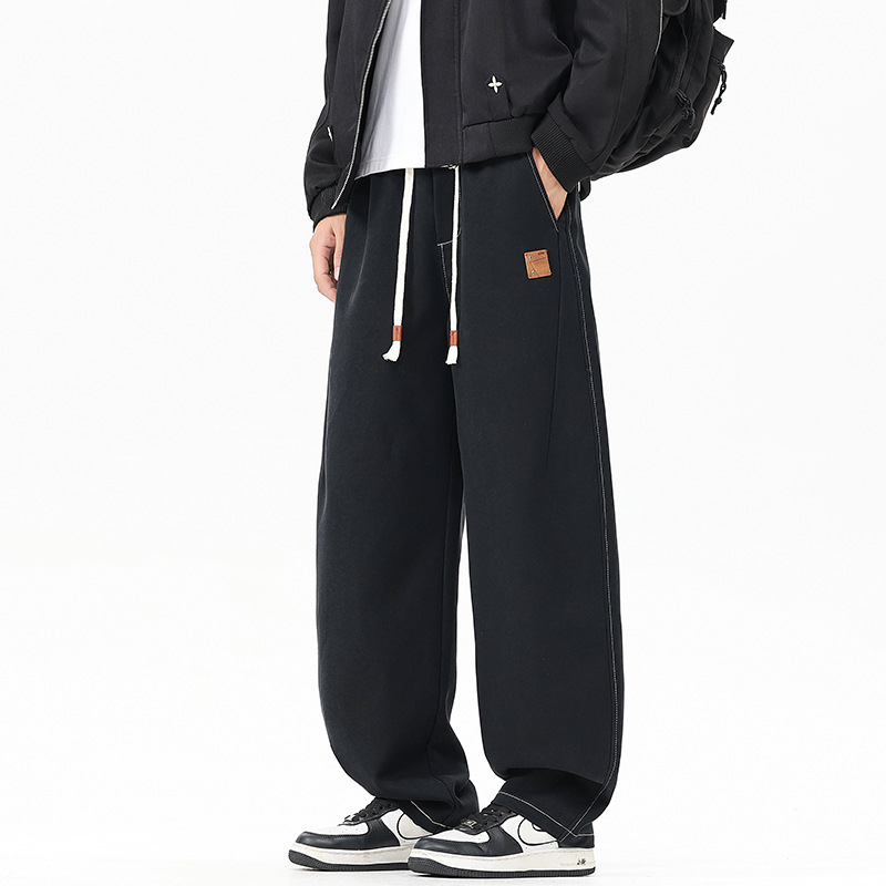 秋季新款休闲裤子男装美式潮牌宽松直筒百搭垂感阔腿长裤