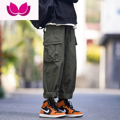 七斓日系复古工装裤男夏季新款百搭宽松直筒裤大口袋潮流休闲阔腿裤子