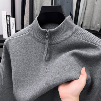 莱赛尔半高领拉链加厚毛衣男秋冬季高品质保暖打底男士针织衫