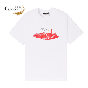 鳄鱼恤CROCODILE 男装新品夏季时尚印花圆领纯棉短袖T恤男 顺丰发货 BA-53467