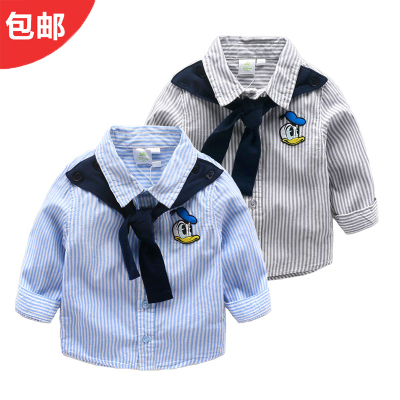 男童长袖衬衫3岁儿童纯棉上衣婴儿童装5春秋男宝宝衬衣春装