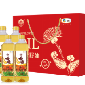 中粮福临门 塔原纯正红花籽油礼盒900ml*4瓶 1份