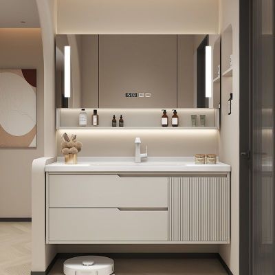 邦云浴室柜陶瓷一体盆浴室柜组合卫生间奶油风轻奢洗手台盆洗手盆柜组合大储物柜