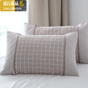 枕巾带固定防脱落按扣人情侣枕头巾棉可固定纽扣半包枕巾一对装 三维工匠 格林卡扣棕色 默认尺寸