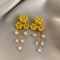 欧美个性设计感耳环女小众气质珍珠花朵流苏长款吊坠耳饰2025新款送女朋友老婆情人节七夕生日礼物
