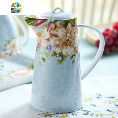 封后冷水壶 陶瓷杯具家用水杯套装 欧式耐热家用茶壶 FENGH 粉色-馨蕊水壶(高度20.5cn直径10.6cm容凉水壶