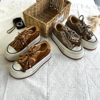 头层牛皮擦色小白鞋女秋季新款厚底增高板鞋休闲鞋子百搭女鞋