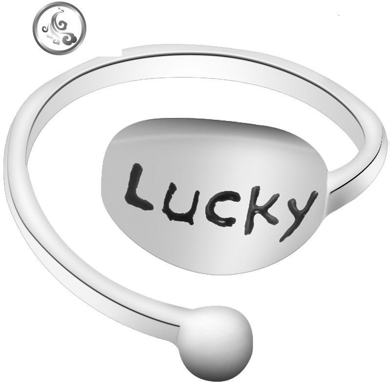 简约设计s925纯银lucky字母 开口戒英文好运个性女戒指环 jimi