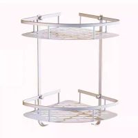 澎铭源 太空铝浴室卫生间层架 两层常规三角置物架(打孔/免打孔双用)400*220mm/个