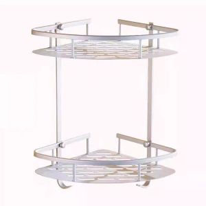 澎铭源 太空铝浴室卫生间层架 两层常规三角置物架(打孔/免打孔双用)400*220mm/个