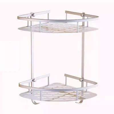 澎铭源 太空铝浴室卫生间层架 两层常规三角置物架(打孔/免打孔双用)400*220mm/个