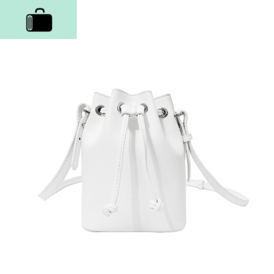 DAR迷你水桶女包2020新款白色手提褶皱小包单肩斜挎包潮抽带休闲NEW LAKE 白色女斜挎包