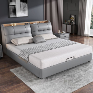 欧梵森 床 意式轻奢双人床真皮床美式软床1.5米主卧床家用储物床北欧软包床欧式大床大小户型婚床现代简约