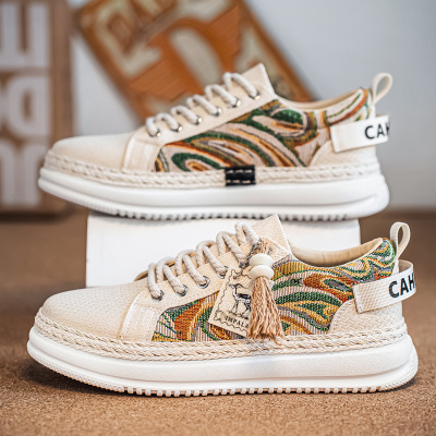 帆布鞋男鞋2026春季新款透气时尚灯芯绒平板鞋男士轻便薄款休闲鞋