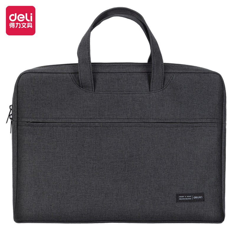 得力(deli) 多层文件袋 A4帆布袋 男手提袋 商务会议包公文袋公文包资料袋 办公用品 经典商务款5590灰色