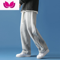 七斓裤子男士夏季新款潮牌宽松直筒阔腿卫裤拖地运动男生休闲长裤