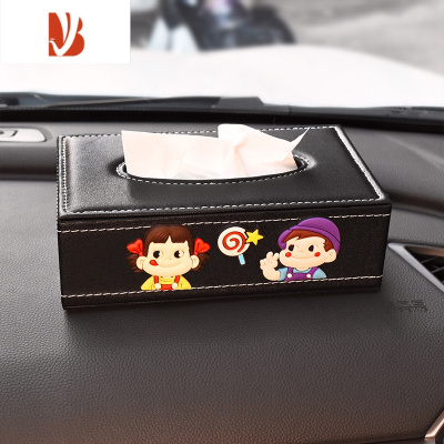 三维工匠汽车载纸巾盒车上扶手箱抽纸盒创意可爱车用餐巾纸车内饰用品座式 半身牛奶哥妹 纸巾盒