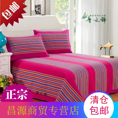 手工山东老粗布双人床单三件套纯棉加厚老粗布凉席四季1.5m1.8m床