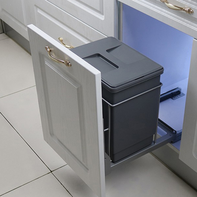 闪电客厨房带盖隐藏嵌入式高身浅窄垃圾杂物桶抽拉分类橱柜内置米面
