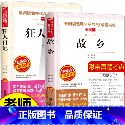 [2册]狂人日记+故乡 [正版]全套6册 故乡狂人日记鲁迅原著 阿q正传 朝花夕拾六年级必读课外书鲁迅作品集经典全集的故
