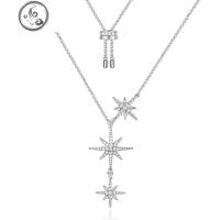 925纯银简介双流星六芒星锁骨链三流星项链女轻奢吊坠银颈链银饰 JiMi