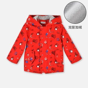 [1件3折]铅笔俱乐部秋冬新款男小童外套儿童加绒防风宝宝保暖连帽上衣