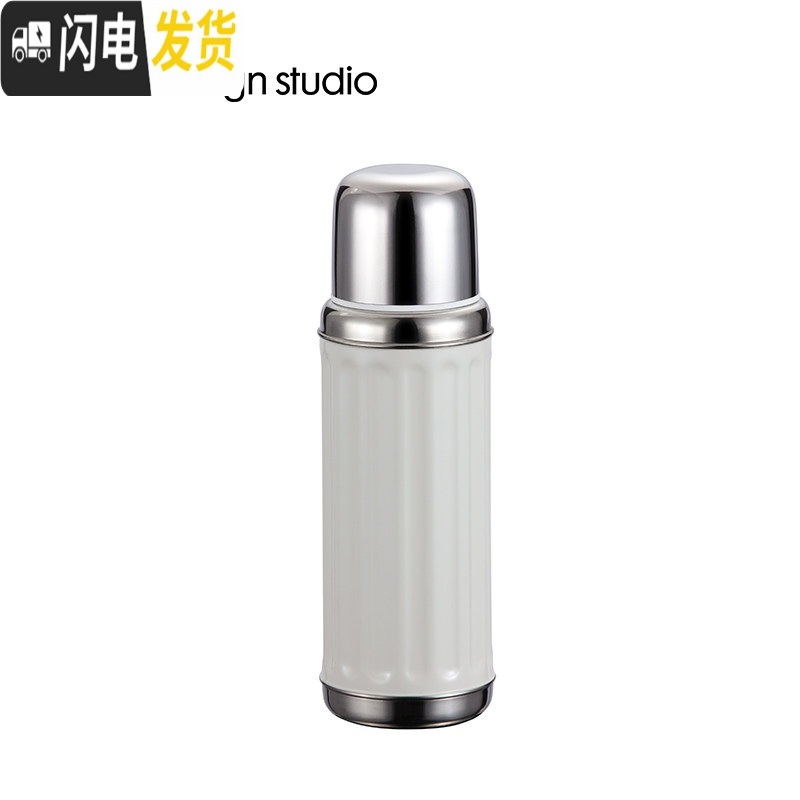 三维工匠香港复古潮流不锈钢保温杯男女士便携简约ins创意文艺水杯 多立克白450