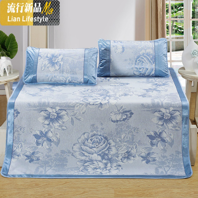 夏季凉席冰丝席三件套1.8m床双人可折叠1.5米席子学生宿舍单人席 三维工匠凉席/凉枕