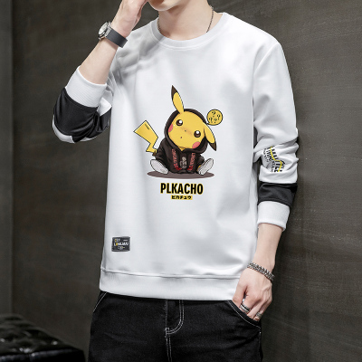 狮臣SHICHEN2020年秋季新款男士卫衣时尚百搭圆领套头卫衣男青少年休闲长袖运动卫衣男装WY1823白色XL