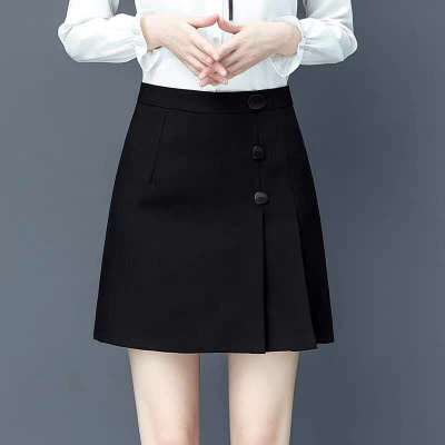 防走光半身裙短裙女2021夏季百搭高腰包臀百褶裙A字裙子女鹊鑫枝