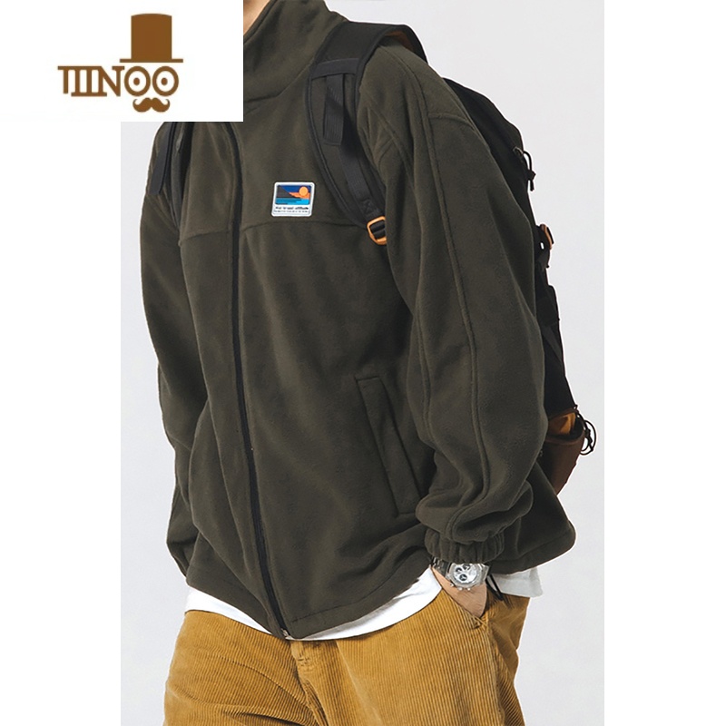 YANXU日系复古立领摇粒绒外套男情侣款潮牌羔毛抓绒宽松休闲夹克