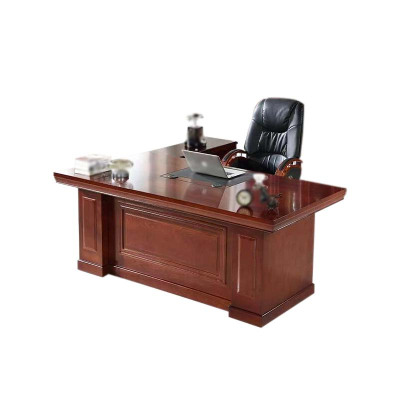 汉诺鑫威老板桌大班台总裁桌椅组合贴实木皮办公桌简约现代单人主管经理桌2.0米+侧柜+小柜+椅子