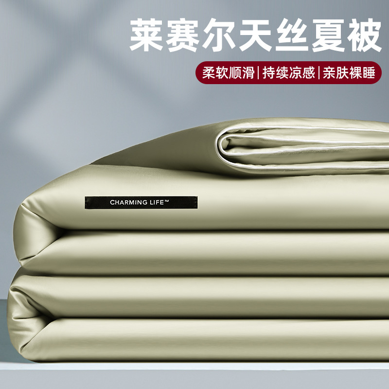 莱赛尔天丝夏被夏季凉感冰丝夏凉被空调被单人可机洗薄被子四件套