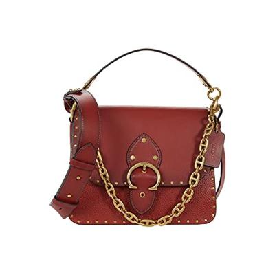 COACH蔻驰2021新款时尚百搭RivetsMixed小清新休闲风单肩包女欧美时尚优雅气质C3838B4SARB4/Red_Sand