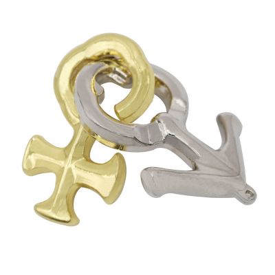 puzzle魔金锁锌合金解锁鲁班锁孔明锁合金益智玩具智力解环扣烧脑爱神锁-金银拼色