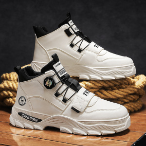 高帮男鞋秋冬款厚底防滑白色马丁靴休闲运动工装板鞋劳保登山潮鞋