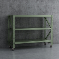 臻远ZYJJ-HJ-080可移动货架库房置物架带轮重型货架三层后背带网2000*800*1600mm/500kg