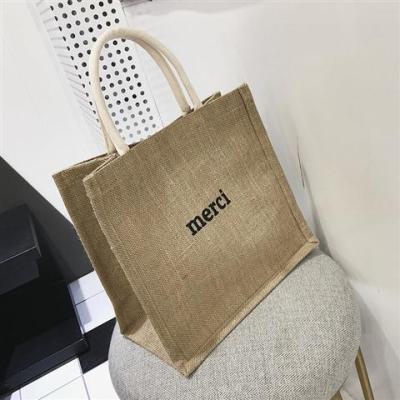 手提帆布包大容量女包韩版学生书包时尚麻布包简约a4文件包公文包驼色