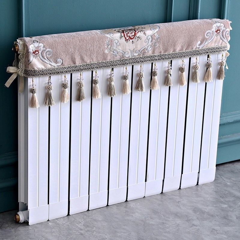 欧式暖气片罩装饰罩子布艺防尘套老式遮挡盖布遮挡帘保护套卫生间 凌云咖色 长度80cm*厚度10cm*高度(含穗)20cm